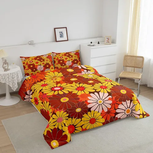 Miniatura 2 de Feelyou Juego de ropa de cama de vaca de las Highland para niños, edredón de ganado con girasol para niñas, adolescentes, juego de edredón