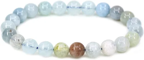 Miniatura 22 de Amandastone Pulsera elástica de cuentas redondas de 0.315 in con piedras preciosas naturales de 7 pulgadas