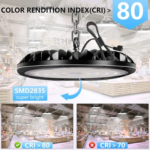 Miniatura 4 de 100W 10000LM UFO LED High Bay Light Luz LED Super Brillante ED High Bay Shop Luz blanca 6500K Luz de día, iluminación comercial de alta bahía