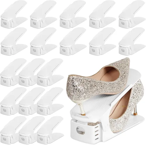Miniatura 9 de TOPNEW Organizador de ranuras para zapatos para armario, paquete de 10 unidades, apilador de zapatos de nivel ajustable, organización