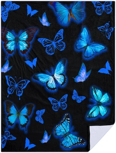 Miniatura 3 de Manta de mariposas azules, manta de franela ultra suave, hermosa manta de mariposa, regalos para adultos y niños, 50 x 40 pulgadas