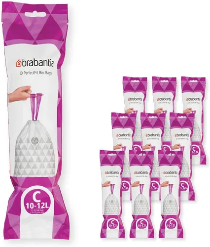 Miniatura 13 de Bolsas de basura Brabantia PerfectFit (Tamaño M/16 Gal) Bolsas gruesas de plástico para caneca de basura con asas de cordón (40 bolsas)