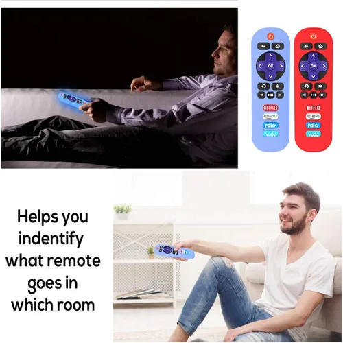 Miniatura 5 de Paquete de 2 fundas de silicona para control remoto TCL Roku TV RC280, repuesto universal, ligera, a prueba de golpes, TCL Roku TV, con cordón Negro