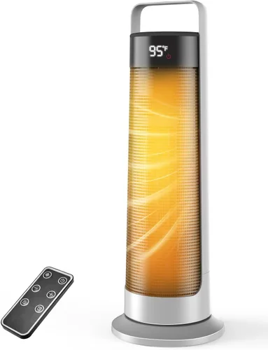 Miniatura 9 de Calentador de espacio para uso en interiores, habitación grande, calentador de oficina portátil de 1500 W, oscilación de 120°, cerámica PTC con Negro