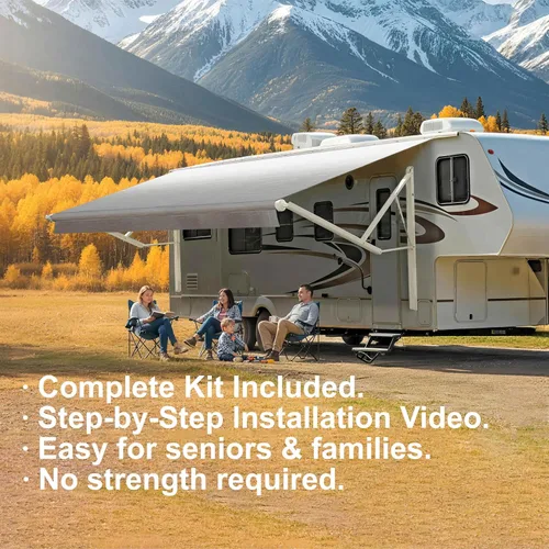 Miniatura 2 de Suncode Toldo para autocaravana para caravana y cámper, toldo eléctrico para cámper, kit completo de toldo eléctrico para cámper, marco blanco