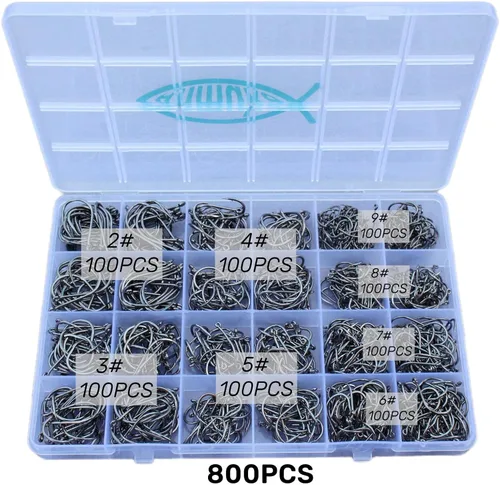 Miniatura 2 de Anzuelos de pesca de agua dulce y salada, anzuelos de pesca a granel, juego de anzuelos de gusano, bagre, suministros de equipo de pescado