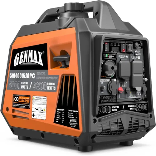 Miniatura 16 de GENMAX Generador portátil, motor de gas ultra silencioso de 1200 W, cumple con la EPA, función de modo ecológico, ultraligero para uso doméstico