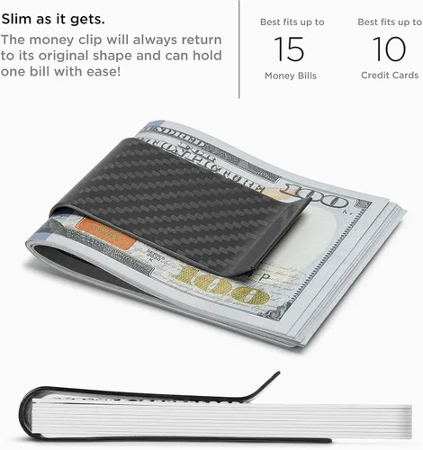 Miniatura 10 de SERMAN BRANDS Clip de dinero de fibra de carbono para hombres – Cartera delgada con clip de dinero RFID, bolsillo frontal minimalista, cartera EDC