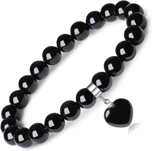 Miniatura 8 de XIANNVXI Pulsera de cristal curativo para mujer, pulsera de protección de cuentas de 0.315 in, pulsera con dije de corazón, pulsera elástica
