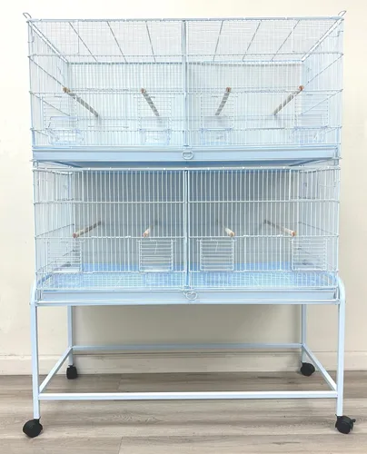 Miniatura 15 de Gran lote de jaula de vuelo para pájaros, sin óxido, galvanizada, chapada en zinc, apilable, con divisor central removible y puertas para nido