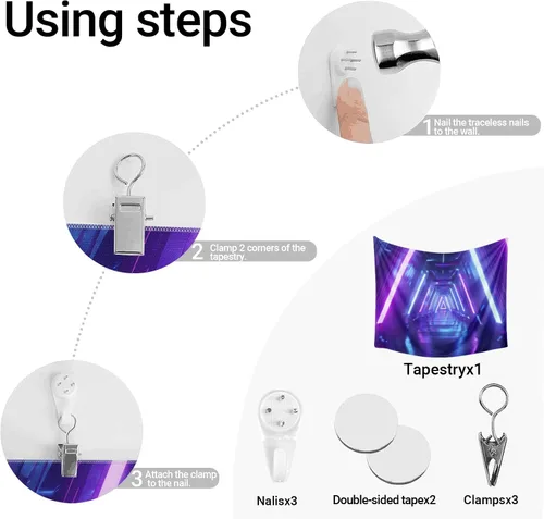 Miniatura 7 de QpaZynthy Tapiz de túnel de luz negra, tapiz de onda de vapor que brilla en la oscuridad, tapiz reactivo a los rayos UV, tapices de luz negra, neón