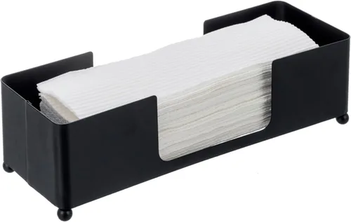 MyGift Soporte Moderno de Metal Negro Mate Comercial de Sobremesa para Toallas de Papel Plegadas, Bandeja Dispensadora de Servilletas Desechables de