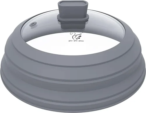Miniatura 11 de Tapa protectora contra salpicaduras de microondas, cubierta de vidrio con silicona plegable para cubiertas de platos de 8.5 pulgadas, color negro