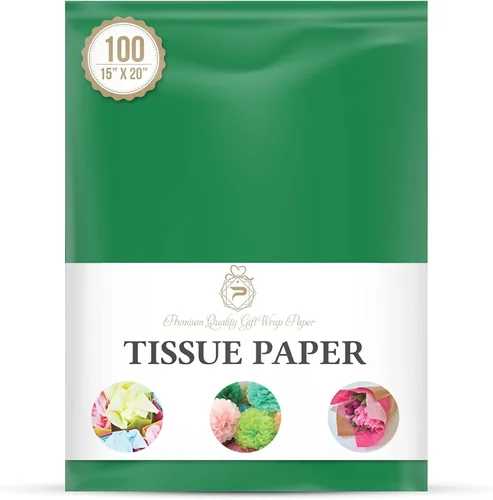 Papel de seda verde festivo para envolver regalos, embalaje de regalos, floral, cumpleaños, Navidad, Halloween, manualidades y más | 15 x 20