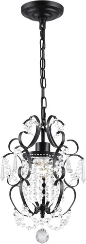 Miniatura 13 de Candelabro enchufable mini lámpara cromada 1 lámpara elegante lámpara de techo de hierro de cristal para dormitorio, baño, comedor, sala de estar