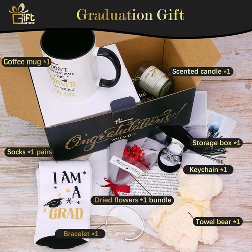 Miniatura 8 de GiftAmaz Juego de regalos de graduación 2026 para ella, cesta de regalo de felicitaciones de graduación de clase 2026, incluye taza de café