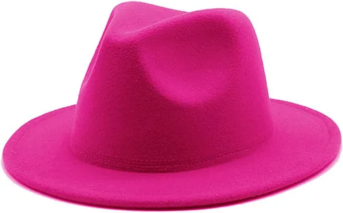 Miniatura 7 de Sombrero clásico de ala ancha para niños, sombrero de fieltro Panamá para niños y niñas Rojo vino