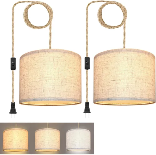 Miniatura 8 de KUAUGST - Luz colgante enchufable, lámpara colgante con cable enchufable con interruptor regulable, lámpara colgante con 15 pies de cuerda