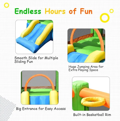 Miniatura 4 de BOUNTECH Casa Inflable de Rebote, Casa de Rebote para Niños Interior Exterior Fiesta con Área de Salto, Incluye Soplador, Bolsa de Transporte