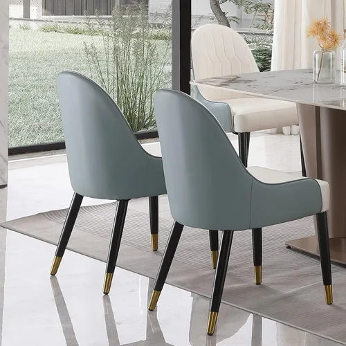 Miniatura 6 de Montary Juego de 2 sillas de comedor, modernas de piel sintética de mediados de siglo con patas de metal firmes y respaldo ergonómico para sala