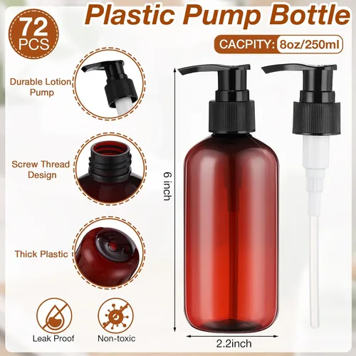 Miniatura 2 de 48 piezas dispensador de loción con bomba recargable dispensador de champú acondicionador dispensador de jabón de manos plástico vacío 8 oz/250 ml