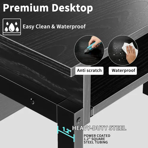 Miniatura 6 de ALISENED Escritorio pequeño para computadora de 31.5" con estante superior, escritorio de oficina, mesa de estudio, escritorio de escritura