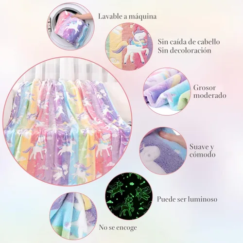 Miniatura 5 de LIFEYJ Manta que brilla en la oscuridad, regalos de unicornios para niñas, manta suave de 3, 4, 5, 6, 7, 8, 9, 10 años, juguetes para niñas de 6 a 8