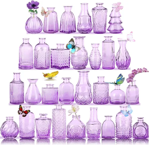 Miniatura 23 de Jarrones de Vidrio para Capullos en Juego a Granel de 30 Piezas, Pequeños Jarrones de Vidrio para Flores como Centros de Mesa de Boda para Mesas