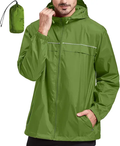 Miniatura 59 de SWISSWELL Chaqueta impermeable para hombre, rompevientos, ligera con capucha para uso diario casual