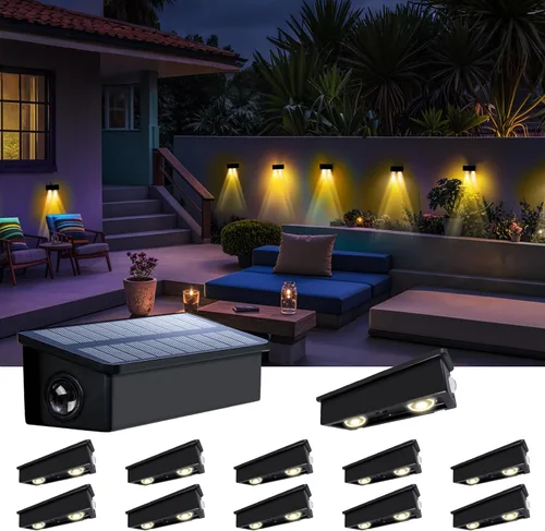 Miniatura 11 de Luces de Valla Solares Impermeables para Exteriores de 3 Lados LED para Pared y Paisajismo para Patio, Terraza, Patio, Barandilla, Garaje, Piscina