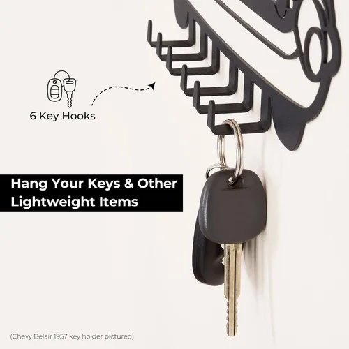 Miniatura 6 de MOOH Llavero de metal para automóvil con 6 ganchos, decoración única de pared para hombres y mujeres, decoración de cueva de hombre genial