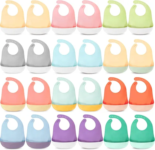 Miniatura 9 de Mepase Baberos de silicona impermeables Baberos de silicona suaves ajustables para alimentación de bebés unisex suministros de alimentación