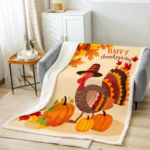 Miniatura 9 de Manfei Manta de calabaza otoñal, manta de cama floral de hojas verdes para decoración de habitación de niños y niñas, manta de plantas botánicas