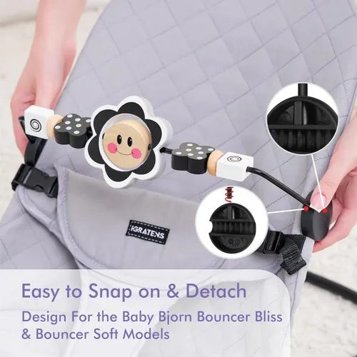 Miniatura 5 de iGRATENS Baby Bjorn - Barra de juguete para gorila de bebé, suave y feliz, fácil de colocar y quitar, materiales aptos para niños, diseño