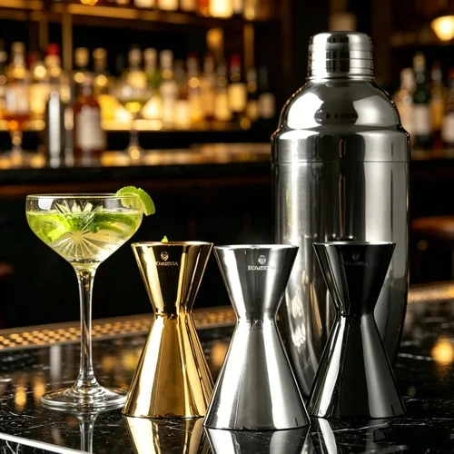 Miniatura 6 de Homestia Jigger doble de acero inoxidable, taza medidora de cóctel de 1 oz a 2 onzas con marcas precisas, jigger profesional de barman con guía