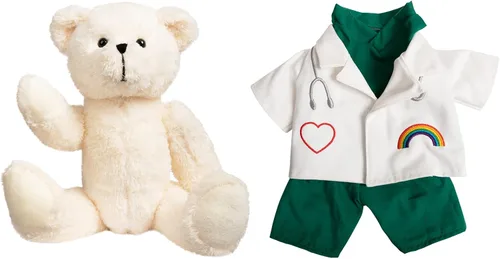 Miniatura 6 de HollyHOME Oso de Peluche Doctor Oso de Peluche en Batas y Bata Blanca Regalos para Médicos Estudiantes y Niños 16 Pulgadas, Crema