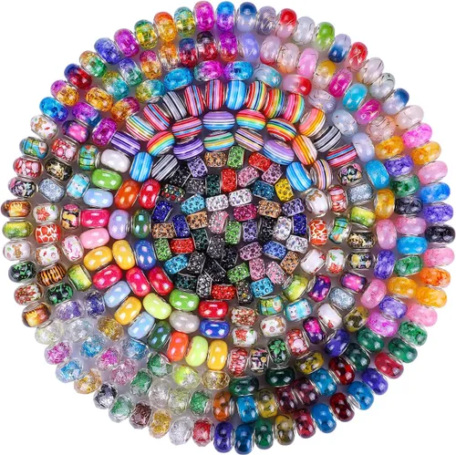 Miniatura 36 de Espaciador de agujeros grandes europeos con cuentas de hadas con diamantes de imitación para manualidades, pulseras y bisutería