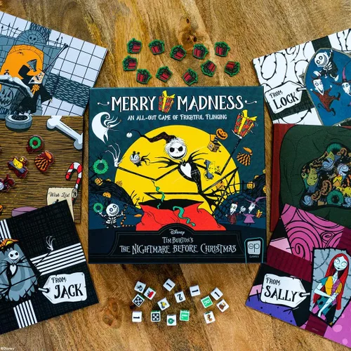 Miniatura 4 de Disney Tim Burton's The Nightmare Before Christmas Merry Madness Juego de Dados Familiar de Tirada Rápida Excelente Juego de Mesa para Niños