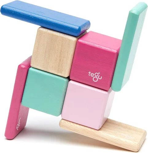 Miniatura 6 de Juego de bloques de madera magnéticos Tegu Pocket Pouch de 8 piezas, Blossom