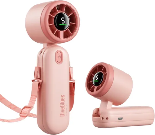 Miniatura 10 de Diveblues iTurbo - Ventilador turbo portátil de mano, mini ventiladores de mano portátiles plegables, batería recargable, pantalla LED de alta