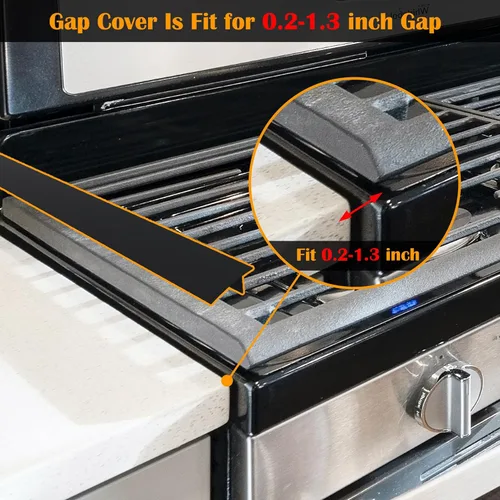 Miniatura 5 de KindGa - Cubierta de silicona para cubrir los espacios entre la mesada y la cocina, cubierta larga para tapar los espacios entre los Negro