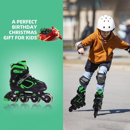 Miniatura 7 de Nattork Blade - Patines para niños con rueda iluminada, para exteriores e interiores, patines negros en línea iluminados para niños pequeños de 5 a