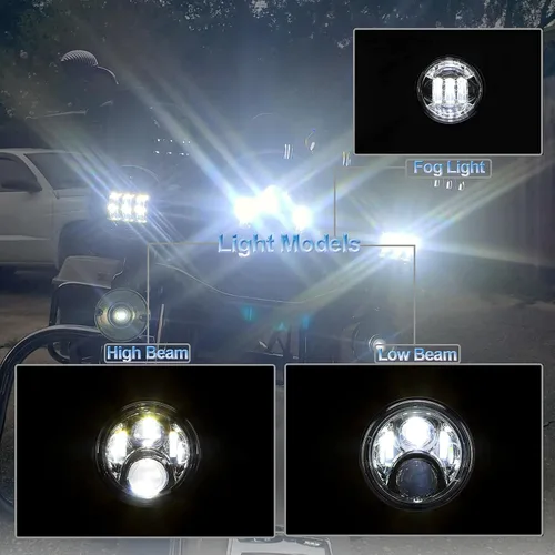Miniatura 7 de AlyoNed Faro delantero LED para motocicleta de 7 pulgadas 4.5" Luces antiniebla DOT Kit Compatible con Harley Davidson Fat Boy Street Glide Heritage