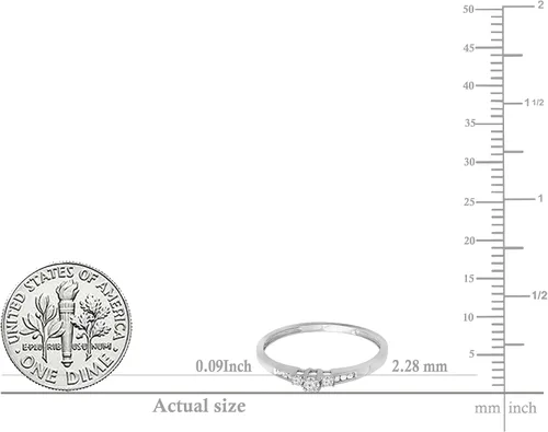 Miniatura 5 de Dazzlingrock Collection Anillo de compromiso de 3 piedras con diamantes blancos redondos de 0.13 quilates (ctw), oro de 10 quilates