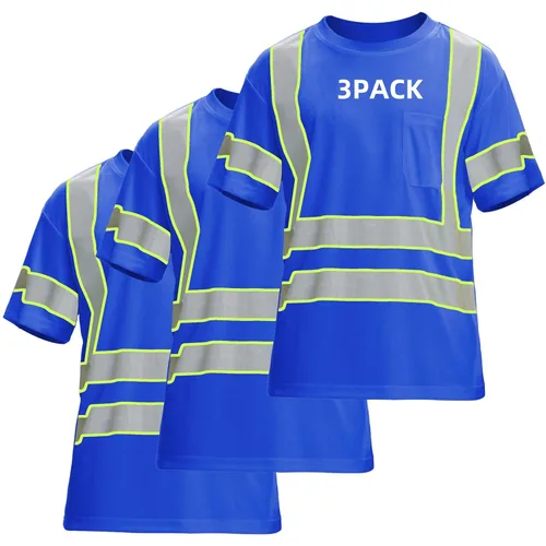 Miniatura 17 de sesafety Camisas de alta visibilidad para hombre clase 3 Hi Vis, camisetas reflectantes de construcción para hombres con bolsillo, camisetas