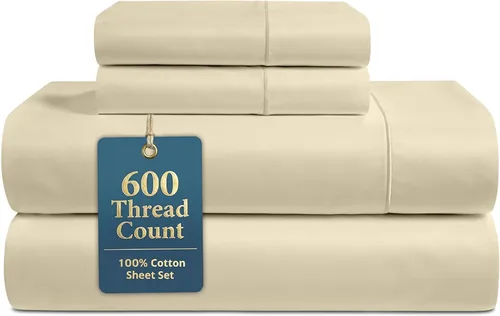 Miniatura 28 de LANE LINEN Juego de sábanas tamaño King – Sábanas de 600 hilos 100% algodón de fibra larga, naturalmente frescas y duraderas para el uso diario, 01