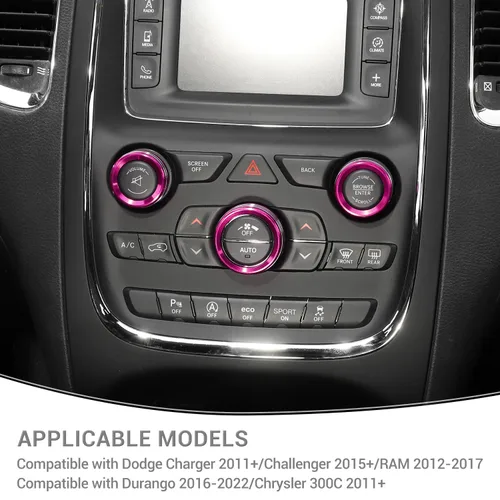 Miniatura 5 de Anillo de Ajuste de Perilla de Interruptor de Volumen de AC Compatible con Dodge Charger 2011+/Challenger 2015+/RAM 2012-2017/Durango Rosa
