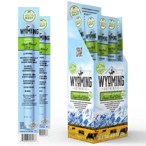 Miniatura 17 de Wyoming Palitos de carne 100% alimentados con pasto – 4 veces cada sabor – Humo de nogal vaquero, jengibre salvaje y jalapeño original – Snacks