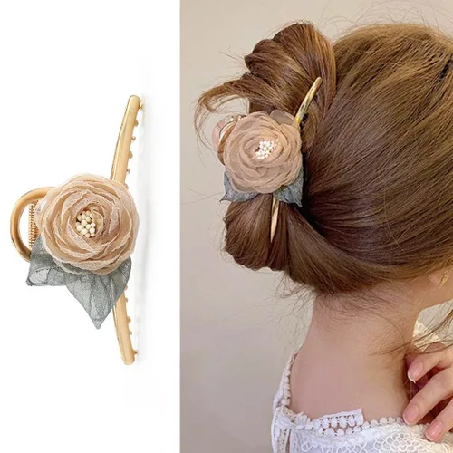 Bohend Pinza para el pelo de flor grande, antideslizante, grueso, fuerte, accesorios de peinado para mujeres y niñas