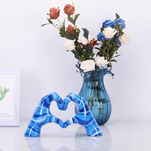 Miniatura 3 de DOVDOV Decoración de corazón de mano, estatua de mano de corazón, escultura de dedo de amor, decoración de boda, adecuada para estantería, mesa